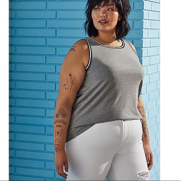 Torrid-Grey Ringer Tank - Picture 2 of 4